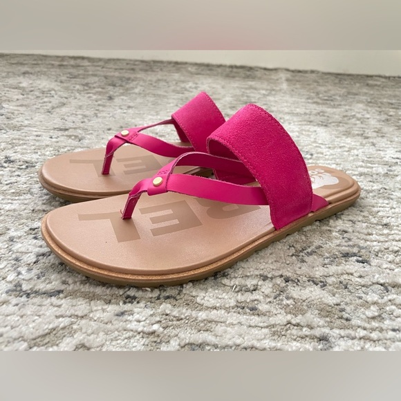 New Sorel Ella II Easy Sandals Flip Flops Size 10.5 Pink Suede Womens - Picture 3 of 9